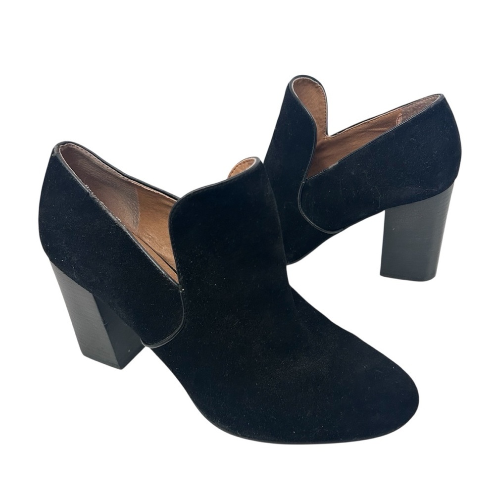 Lucky Brand Wyshing Black Suede Leather Heels 8.5 Block Heel Witchy Whimsigoth